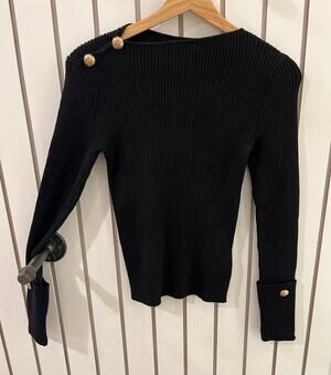 Urban Revivo Black Gold Button Sweater Size 6